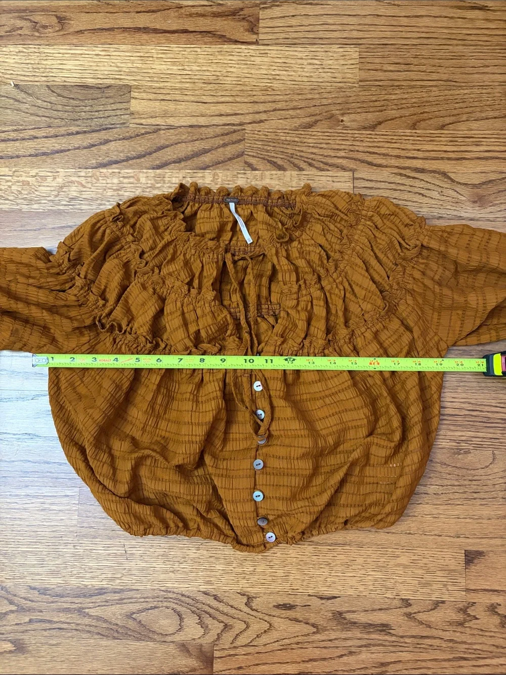 Free People Hailey Blouse Rust Brown Ruffled Smocked Button-Front Blouse - XS